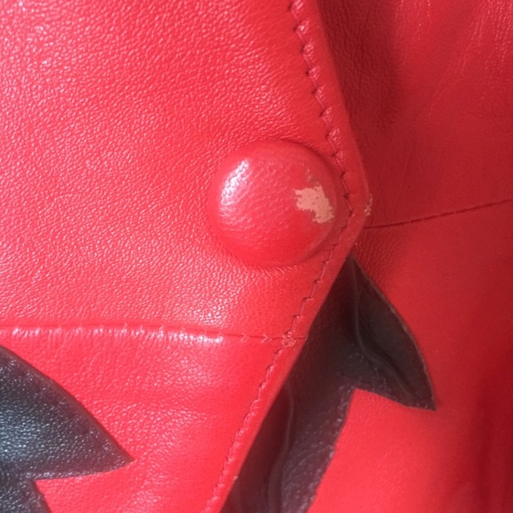 Vintage 90’s Red/Black Leather Blazer Jacket - Picture 8 of 8
